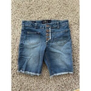 Lucky Brand Raw Hem Button Fly Classic Bermuda Shorts Girl’s Size 8 Pockets